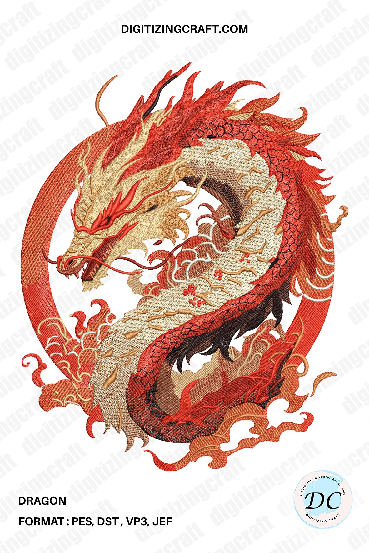 Dragon Embroidery Design – Digitizing Craft