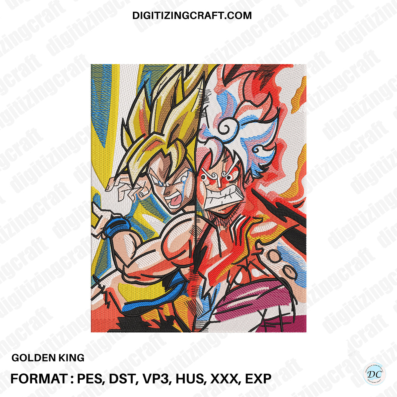 Goku Vs Luffy Embroidery Design File