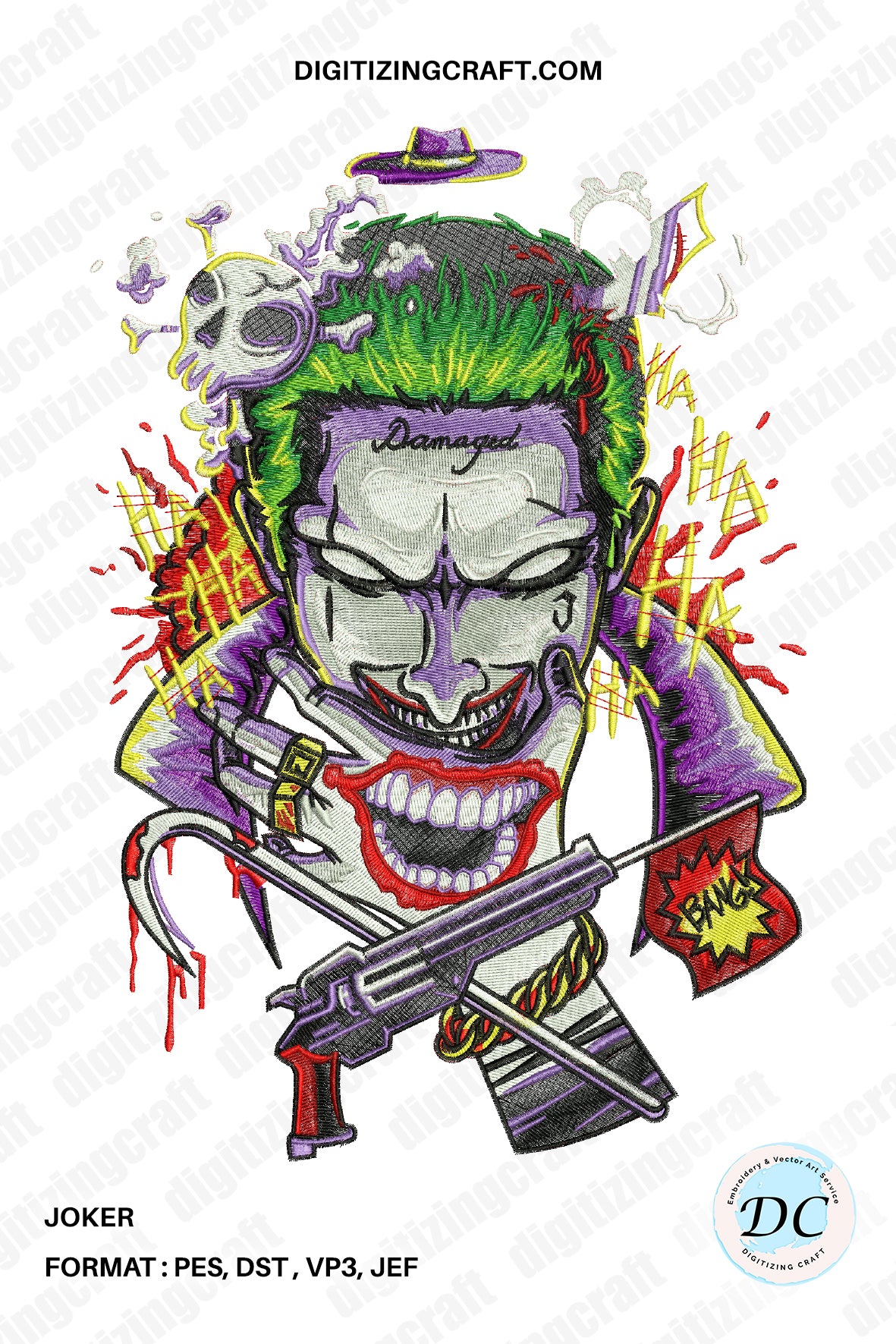 Joker Embroidery Design