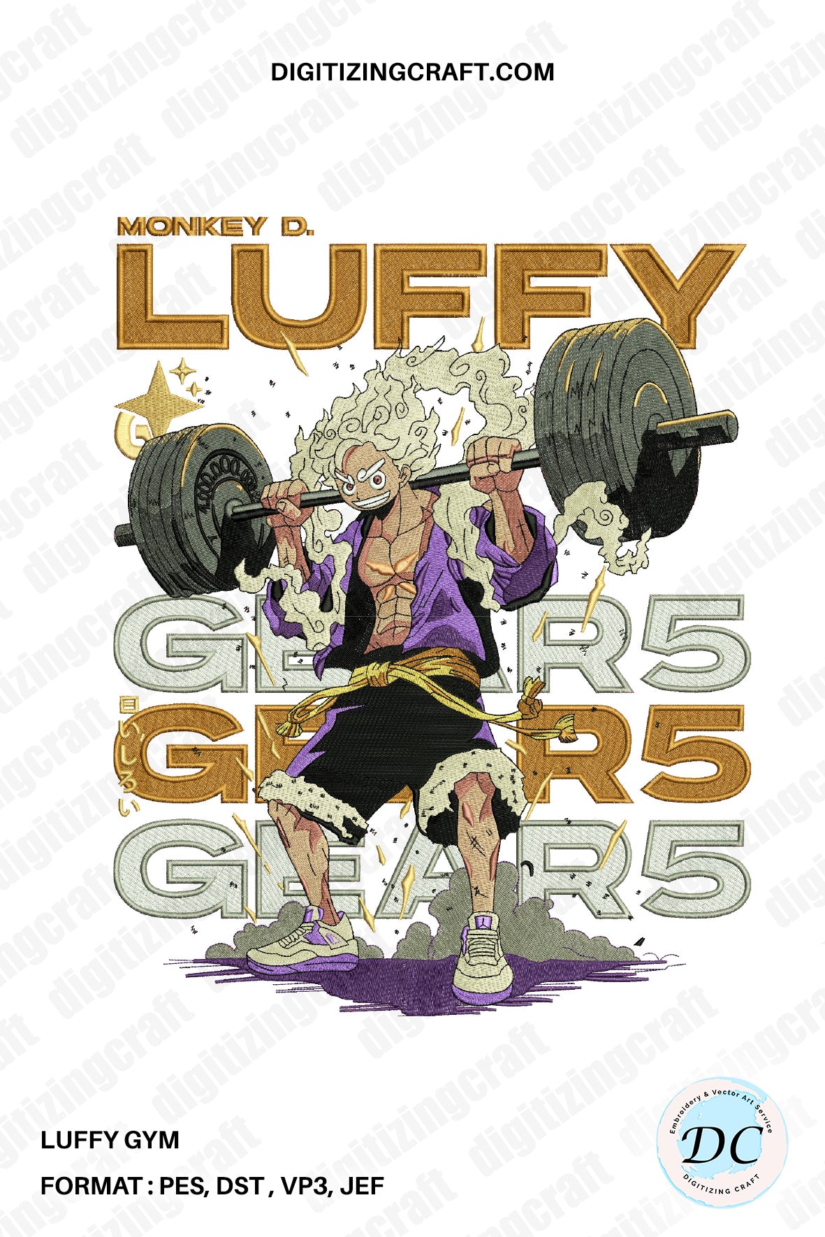 Luffy Gym embroidery design file – Digitizing Craft