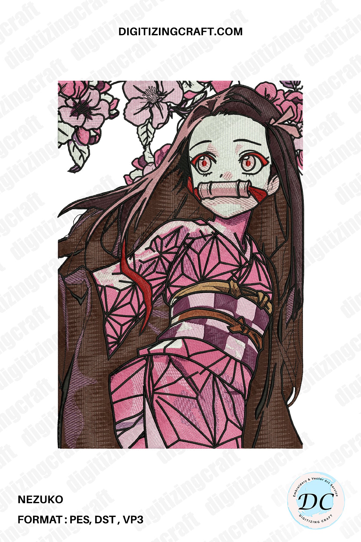 Nezuko Embroidery Design