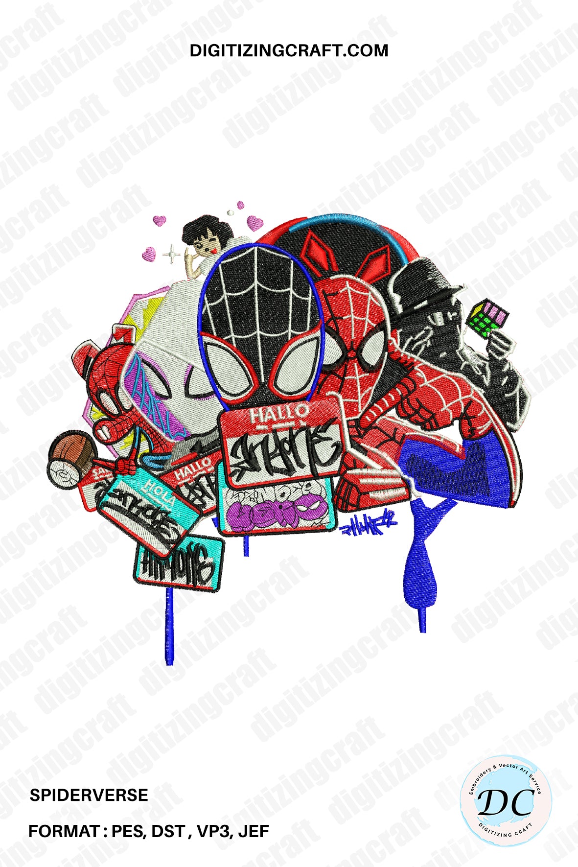 Spiderverse Embroidery Design